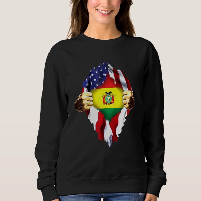 Bolivian Blood Inside Me Bolivia American Flag Sweatshirt (Front)