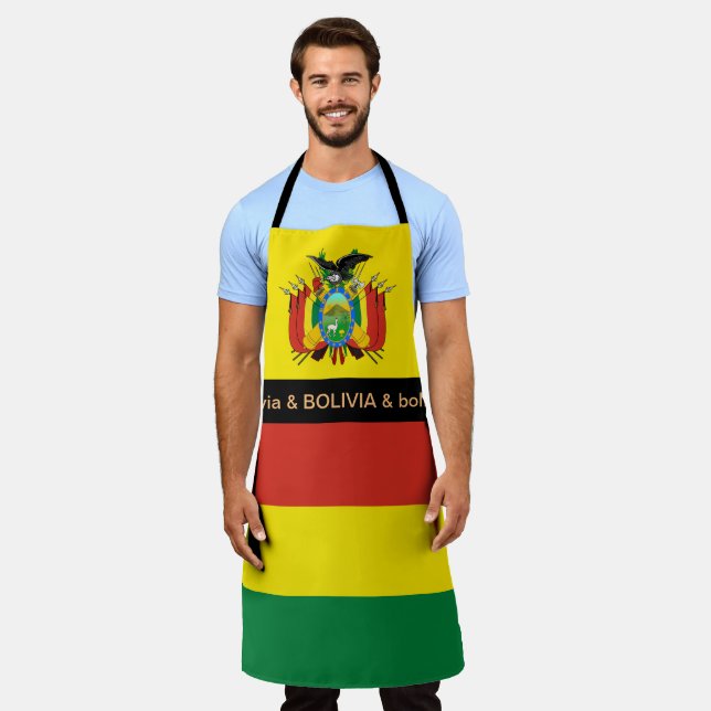 Bolivian Flag Apron, Bolivia Chefs kitchen Apron (Worn)
