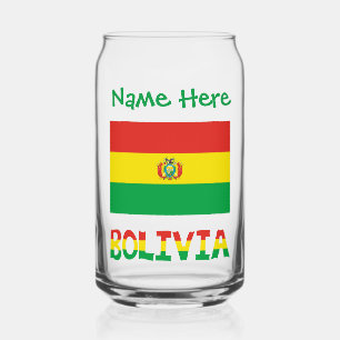 Bolivian Flag Bolivia Green Personalised Name Can Glass
