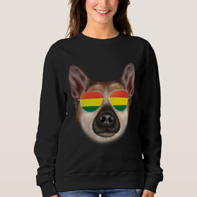 Bolivian Flag Norwegian Buhund Dog Bolivia Pocket Sweatshirt (Front)