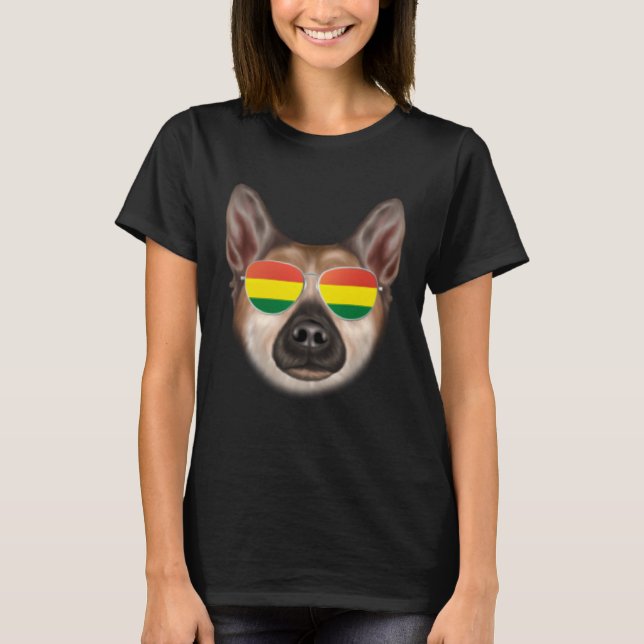 Bolivian Flag Norwegian Buhund Dog Bolivia Pocket T-Shirt (Front)