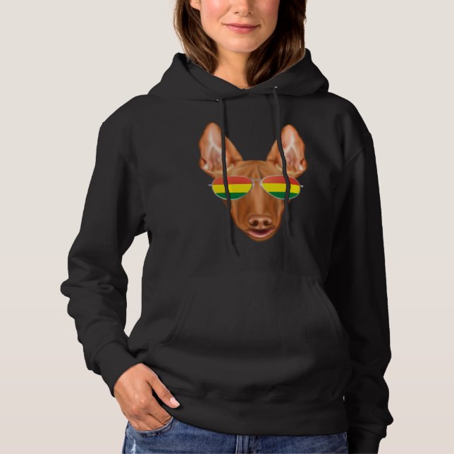Bolivian Flag Pharaoh Hound Dog Bolivia Pocket Hoodie (Front)