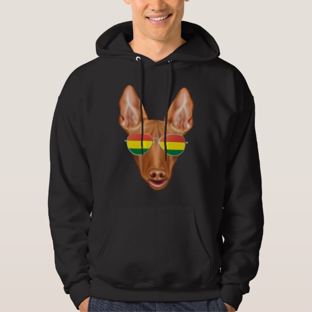 Bolivian Flag Pharaoh Hound Dog Bolivia Pocket Hoodie (Front)
