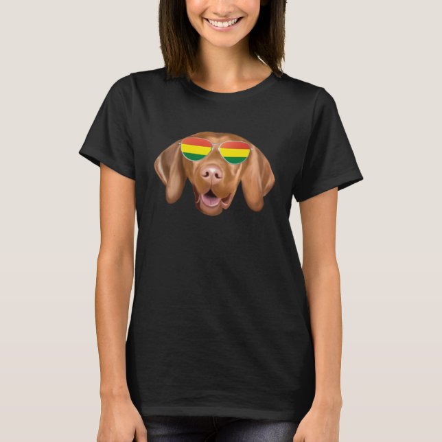 Bolivian Flag Vizsla Dog Bolivia Pocket T-Shirt (Front)