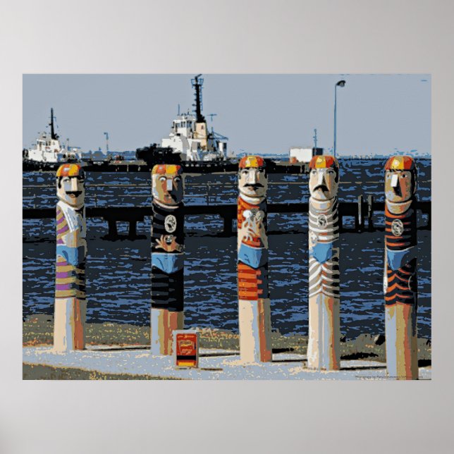 Bollards Geelong Oceanfront Poster (Front)