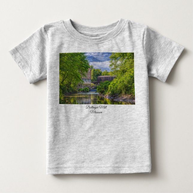 Bollinger Mill And Burfordville Covered Bridge Bab Baby T-Shirt (Front)