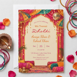 Bollywood 90s Dholki Colourful Desi Sangeet Night Invitation