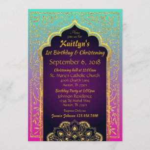 Bollywood Arabian Nights Birthday Christening Invitation