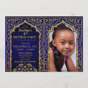 Bollywood Arabian Nights Birthday Invitation Card