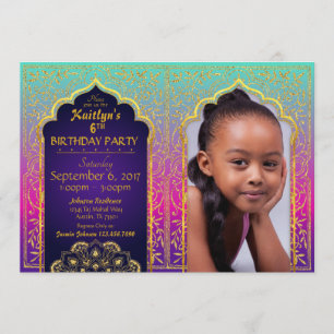 Bollywood Arabian Nights Birthday Invitation Card
