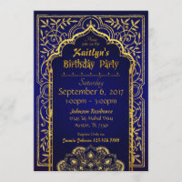 Bollywood Arabian Nights Birthday Invitation Card