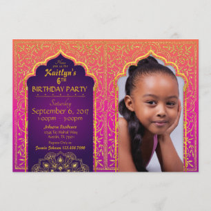 Bollywood Arabian Nights Birthday Invitation Card