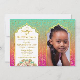 Bollywood Arabian Nights Birthday Invitation Card