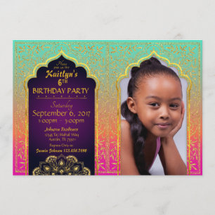 Bollywood Arabian Nights Birthday Invitation Card