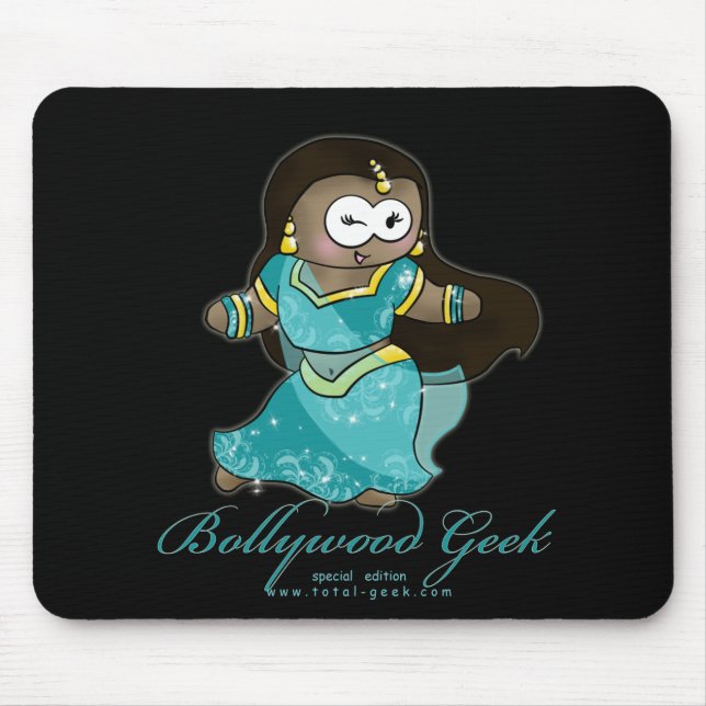 bollywood geek for black copy, bollywood geek text mouse pad (Front)