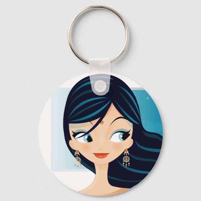 Bollywood Girl Key Ring (Front)
