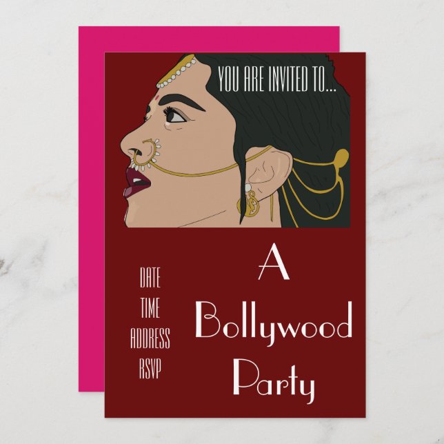 Bollywood Indian dress up party Invitation (Front/Back)