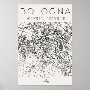 Bologna City Map Poster Modern Minimal Urban art 