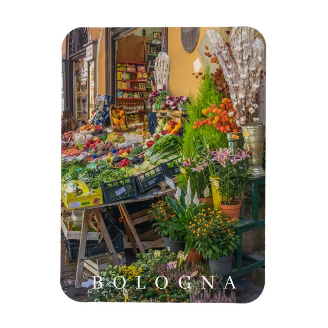 Bologna fruit and veg shop view fridge magnet (Vertical)