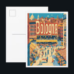 Bologna Italy Art Vintage Travel Illustration Postcard<br><div class="desc">Bologna Italy Art Vintage travel place illustration</div>