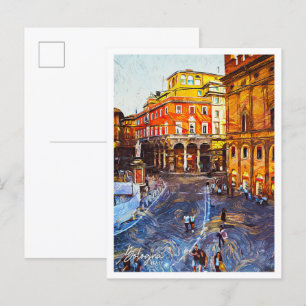 Bologna Italy Beautiful Oil Paint City Postcard