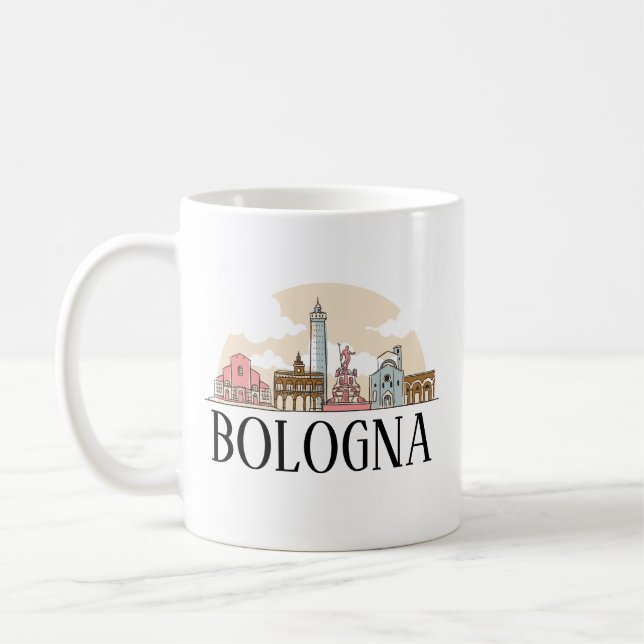 Bologna Italy City Silhouette Vintage Travel Coffee Mug (Left)
