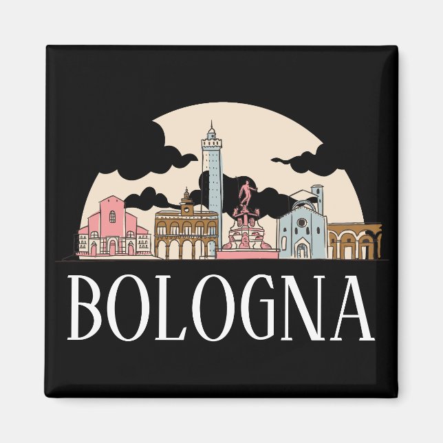 Bologna Italy City Silhouette Vintage Travel Magnet (Front)