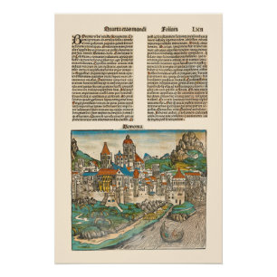 Bologna Italy Nuremberg Chronicle Medieval Book Poster