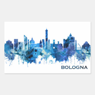 Bologna Italy Skyline Blue Rectangular Sticker