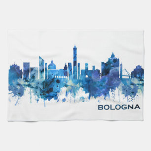 Bologna Italy Skyline Blue Tea Towel