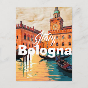 Bologna Italy Travel Postcard, Bologna Travel Art  Postcard