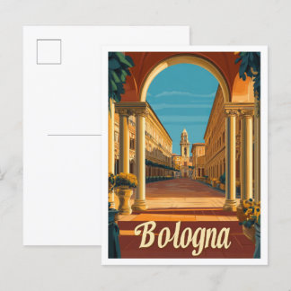 Bologna Italy Vintage Travel Illustration Postcard