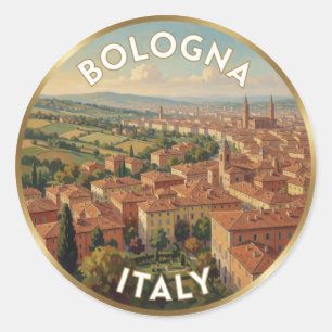 Bologna Terracotta Hills Italy Travel Scene Classic Round Sticker