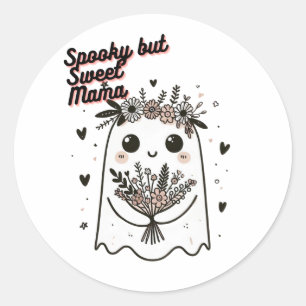 Bolso De Tela Cute Ghost Mom – Spooky Sweet Mother Classic Round Sticker