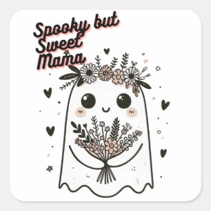 Bolso De Tela Cute Ghost Mom – Spooky Sweet Mother Square Sticker