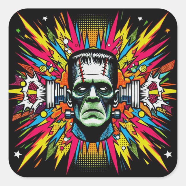  "Bolt Blowing Monster" Square Sticker (Front)