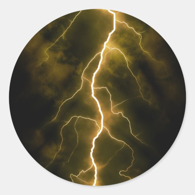 Bolt of Lightening Classic Round Sticker (Front)