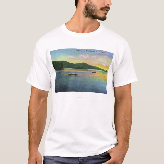 Bolton Landing View of Couples Canoeing T-Shirt (Front)