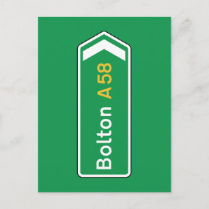 Bolton, UK Road Sign Postcard