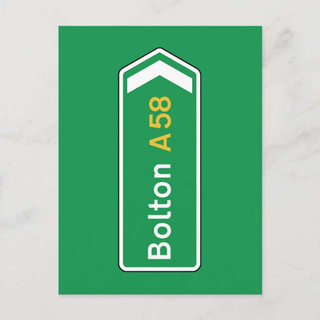 Bolton, UK Road Sign Postcard (Front)