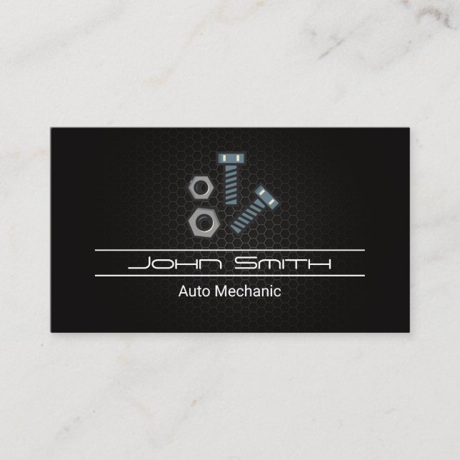 Bolts Nuts |  Carbon Fibre Pattern Business Card (Front)