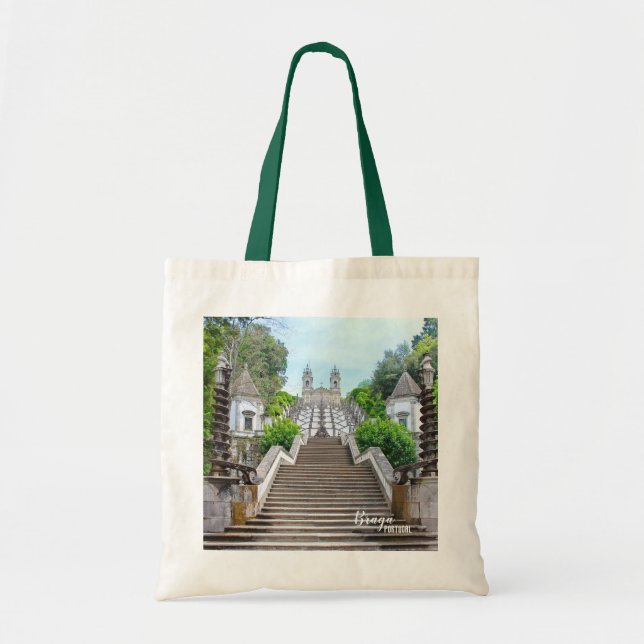 Bom Jesus Braga Sanctuary photo, with prayer Tote Bag (Front)