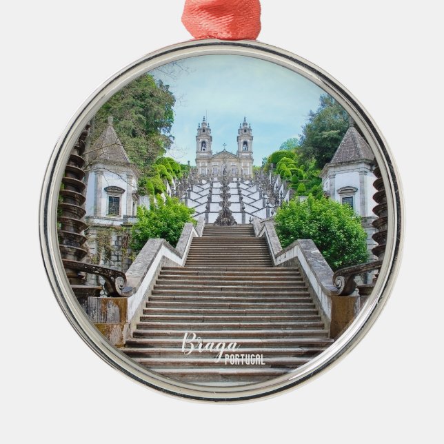 Bom Jesus Catholic Sanctuary photo, Braga,Portugal Metal Ornament (Front)