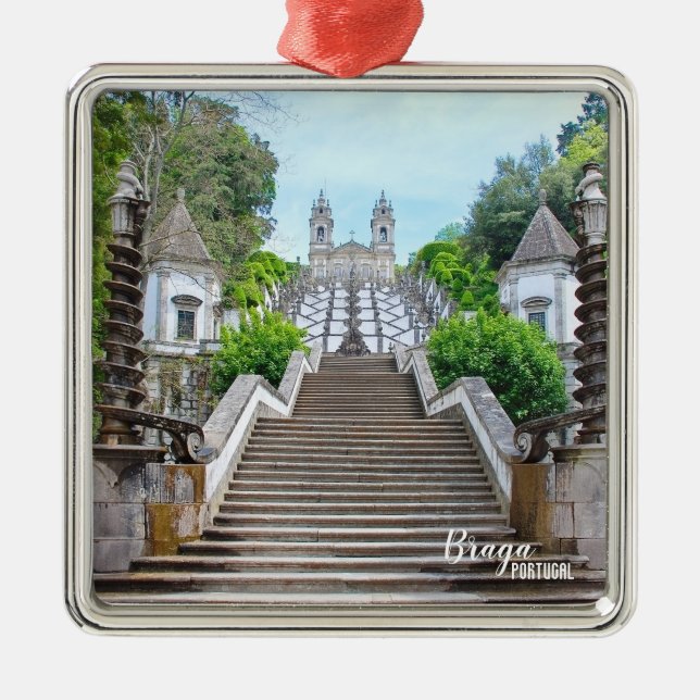 Bom Jesus Catholic Sanctuary photo, Braga,Portugal Metal Ornament (Front)
