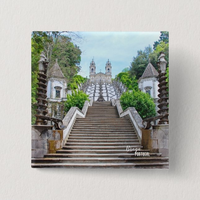 Bom Jesus de Braga Catholic Sanctuary, Portugal 15 Cm Square Badge (Front)