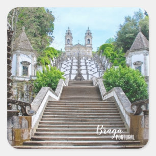 Bom Jesus de Braga Catholic Sanctuary, Portugal Square Sticker