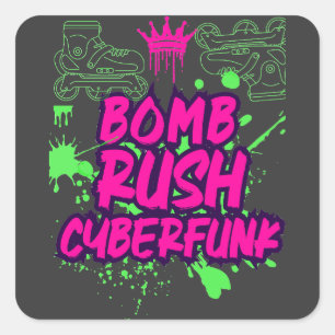 Bomb Rush Cyberfunk — Neon Street Graffiti Vibes Square Sticker