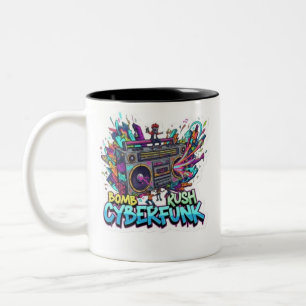bomb rush cyberfunk Two-Tone coffee mug