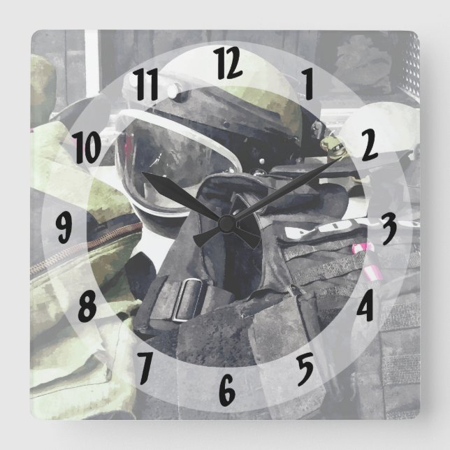 Bomb Squad Uniform Square Wall Clock (Front)