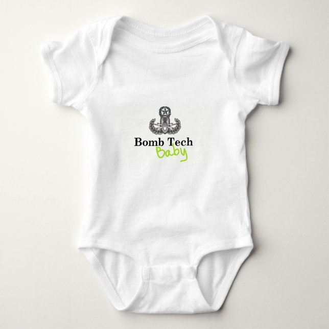 bomb tech baby green bodysuit (Front)
